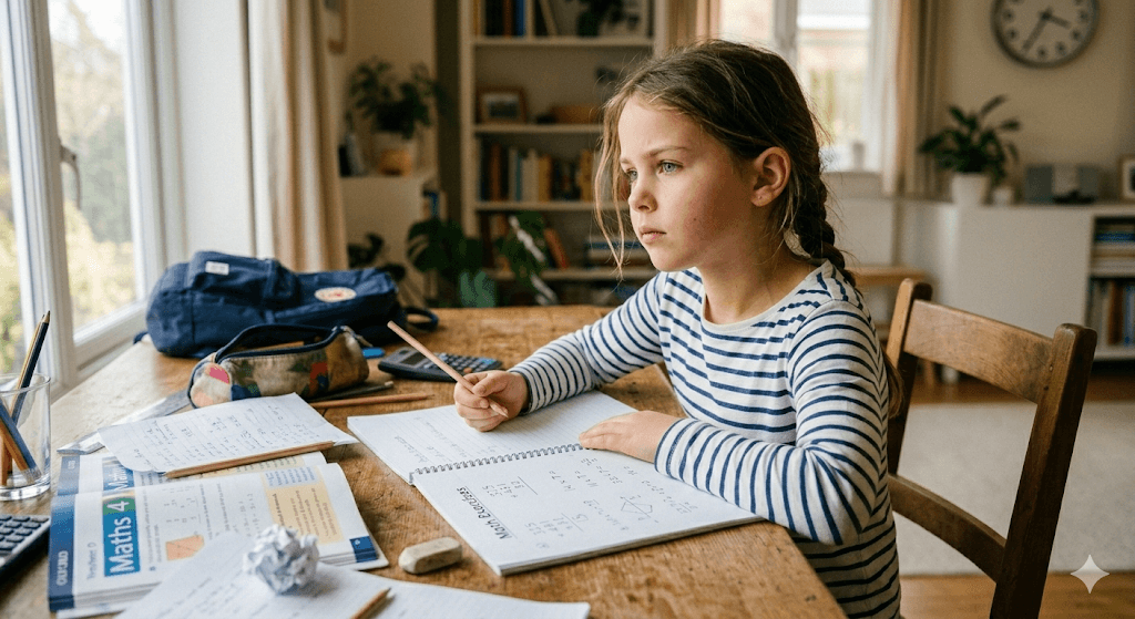Student looking stressed about math