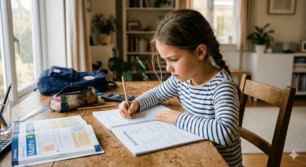 Student studying math