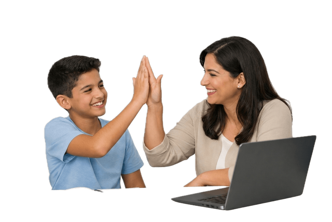 Student learning math confidently